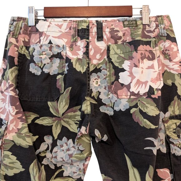 Lucky Brand Womens Size 8/29 NWT 2008 Y2K Black Floral Crop Cargo Utility Pants - Picture 4 of 11